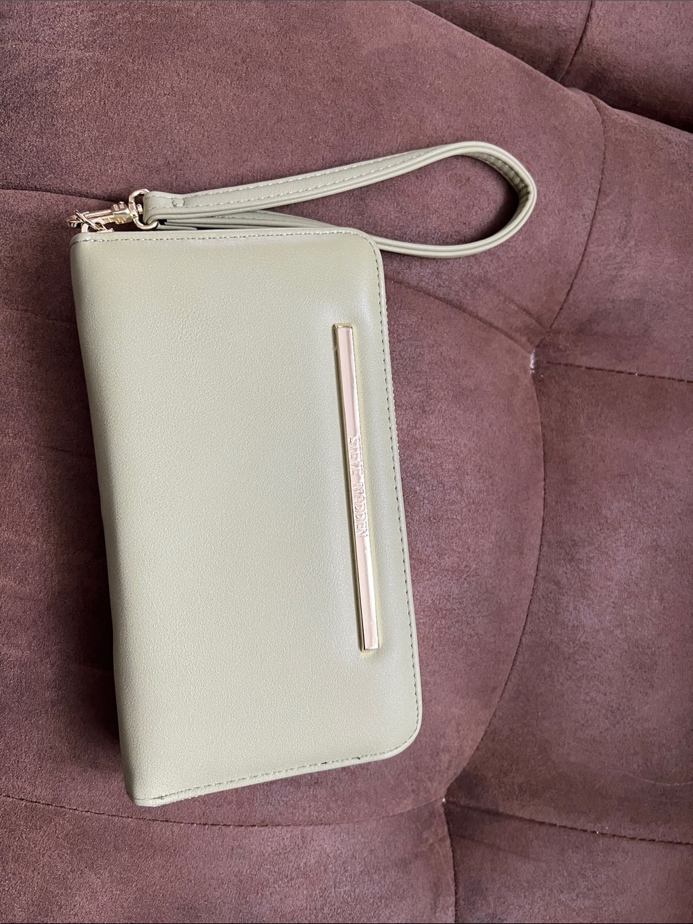 Steve Madden Sage Green Wristlet Wallet with Gold Accent